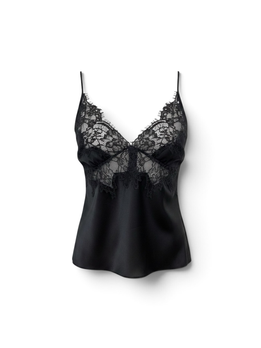 SKIMS Black Silk Lace-Trim Camisole M